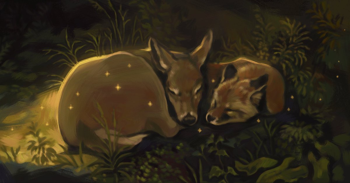 Painting for a friend!! 🦊🦌✨