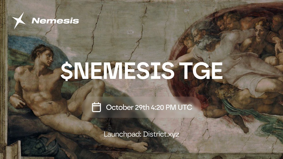 Nemesisdottrade's tweet image. Gm✦
$NEMESIS TGE will take place on October 29th at 4:20 PM UTC.
The Nemesis Tickets snapshot will take place on October 27th at 4:20 PM UTC.
All holders of Nemesis Tickets at the time of the snapshot will be eligible to participate in the public sale.
More details on the…