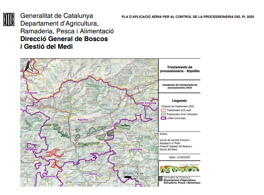 Aquests dies estan previstos els vols per al tractament de control de la processionària del pi a la nostra zona.