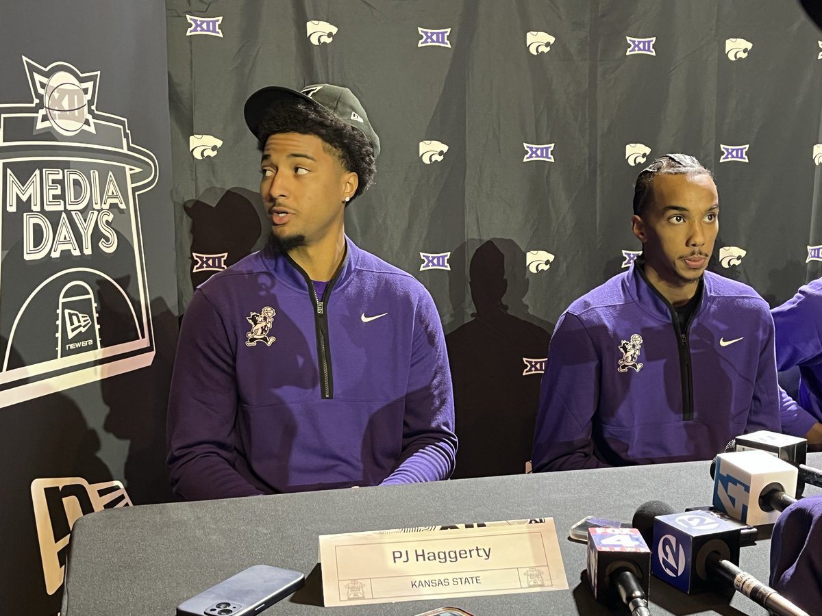 K-State's PJ Haggerty and Abdi Bashir .. per Coach Tang, high praise for both. The best point guard in America and the best shooter (shot 38% from 3 in 2024) in America.