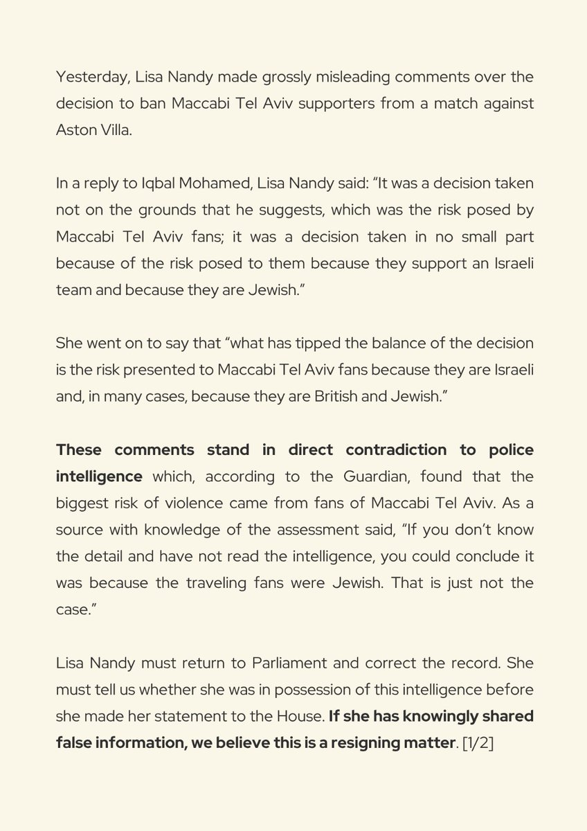 iqbalmohamedMP's tweet image. A statement from the Independent Alliance re. the comments made by @lisanandy in Parliament on Monday which do not align with the facts reported in the @guardian yesterday. If she knowingly mislead the House, she should do the honourable thing & resign.
theguardian.com/uk-news/2025/o…