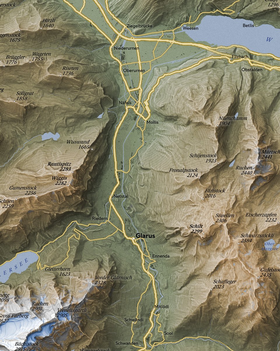 verygoodmaps's tweet image. Map of Glarus, Switzerland. 

#Switzerland #Alps #Cartography