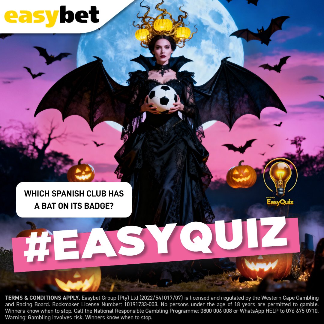 Easybet_SA's tweet image. 🦇 Who wears the bat with pride? ⚽🎃

Halloween’s got us flying high with this one! Think you know which Spanish club has a bat on its badge? 

Drop your answer below for a chance to win! 👇💛

👉 Bet on the real action here: bit.ly/eb-SB

#Easybet #EasyQuiz…