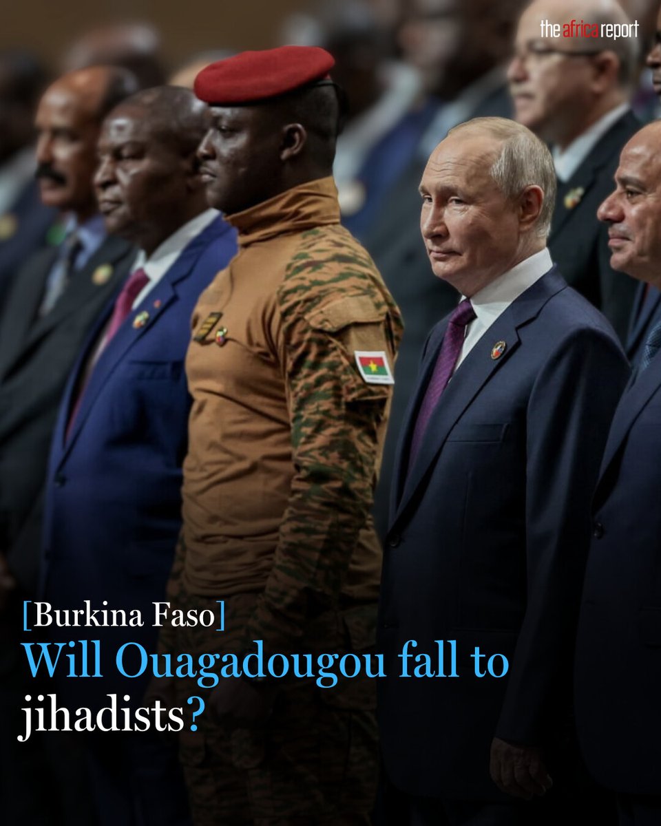 TheAfricaReport's tweet image. Behind the patriotic propaganda and Russian backing, ➡️ l.theafricareport.com/WD6 Burkina Faso’s military is losing ground fast and the once unthinkable prospect of an isolated capital now looms large as jihadist groups choke its lifelines and morale crumbles.

Report by @Sheriffb.