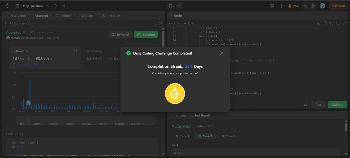 mystic_decoder's tweet image. Day 115
- Leetcode potd (tnx to tmrw)
- 2 codeforces problems
- Project (settings ui)
- OA (wth are they obsessed with py)
Do connect and join the grind! 🔥
#nDaysOfCode #MERNStack #DSA #BuildInPublic #CodingJourney