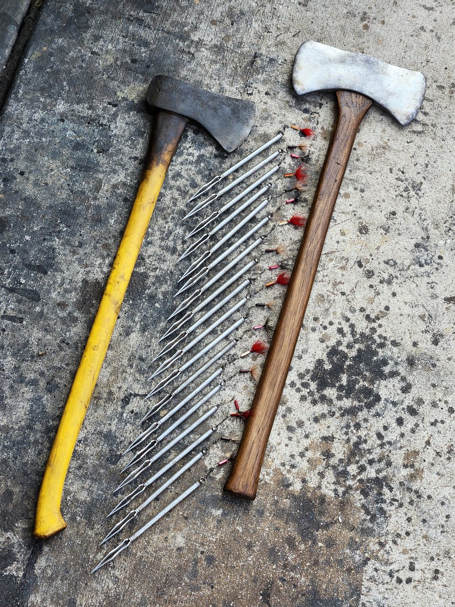 Ghost Jason prop axe, part 4 double blade prop axe, and some part 6 Jason Lives throwing darts headed out to customers