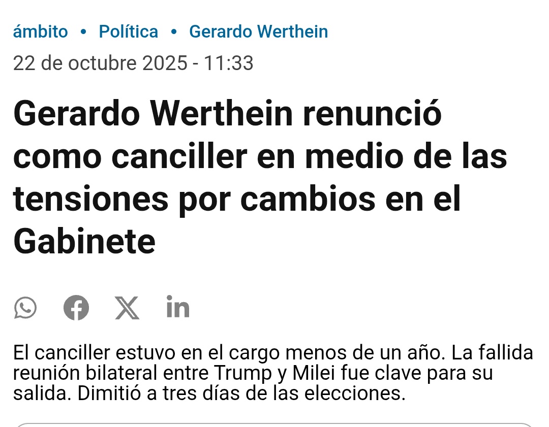 grcarmonac's tweet photo. Werthein será recordado como el indigno canciller que ejecutó la política de invitación a la intervención de EEUU en Argentina, favoreció los intereses del gobierno genocida de Israel y colaboró con el ocupante colonial británico de Malvinas.
Que la Patria se lo demande. https://t.co/vyA7LXRoK8