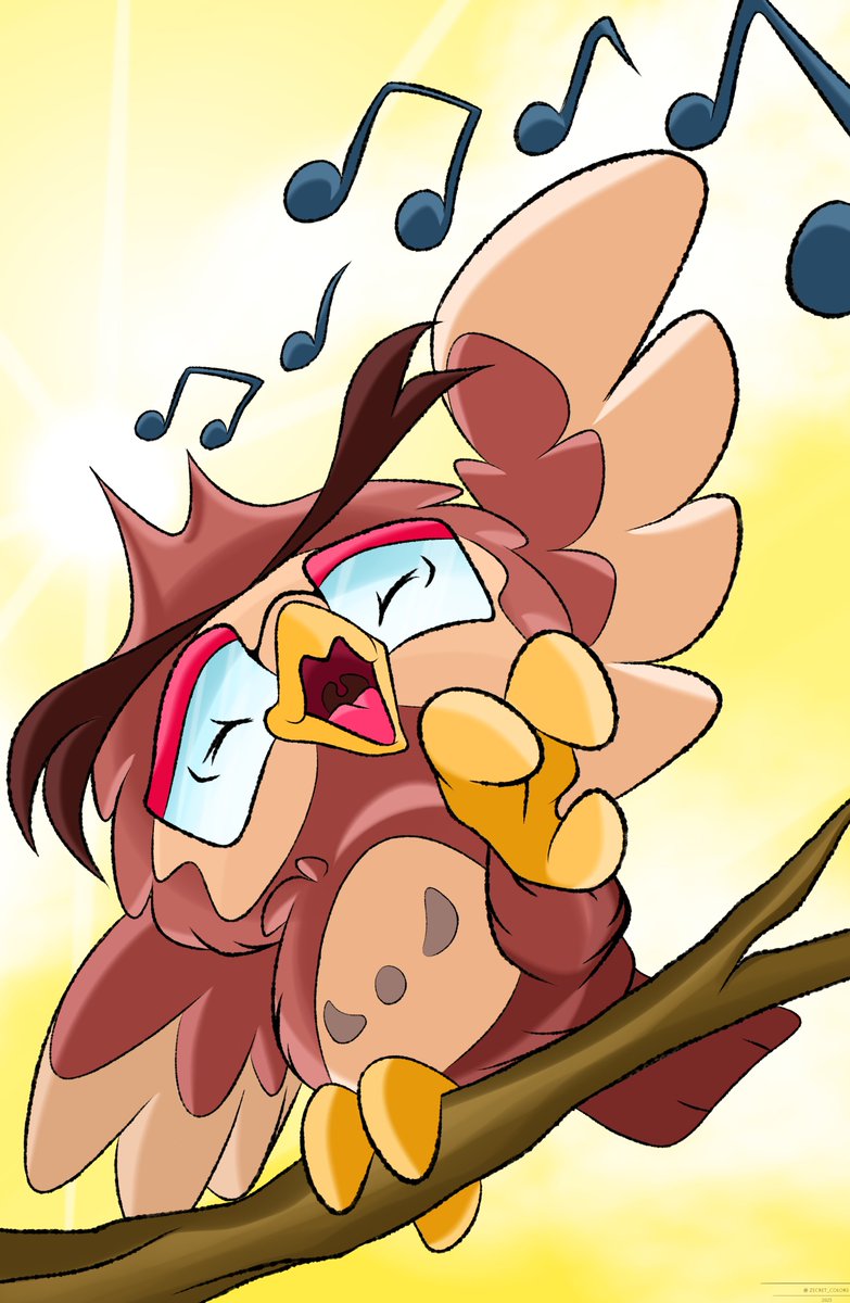 a nerdy owl singing away in the early morning. comm for <a href="/Obscure_Anon_/">ObscureAnon (Hoovel)</a>