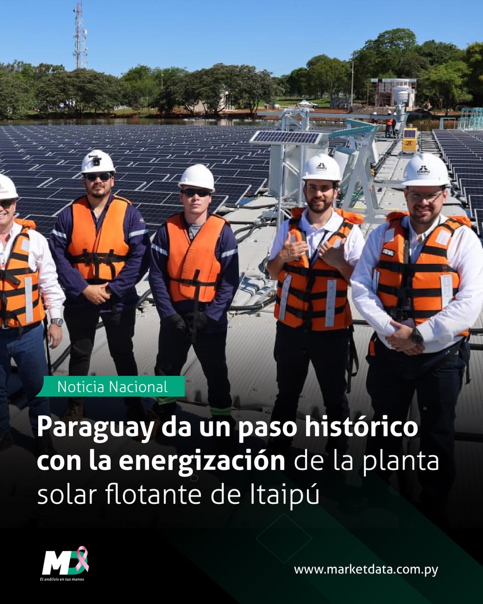 marketdata_py's tweet image. 🇵🇾 La Binacional inició la energización de su planta solar flotante en Hernandarias, con más de 1.500 paneles bifaciales y tecnología inteligente de monitoreo.
Esto representa un avance más hacia la diversificación energética del Paraguay.
📍 Leé más en n9.cl/gm0gev