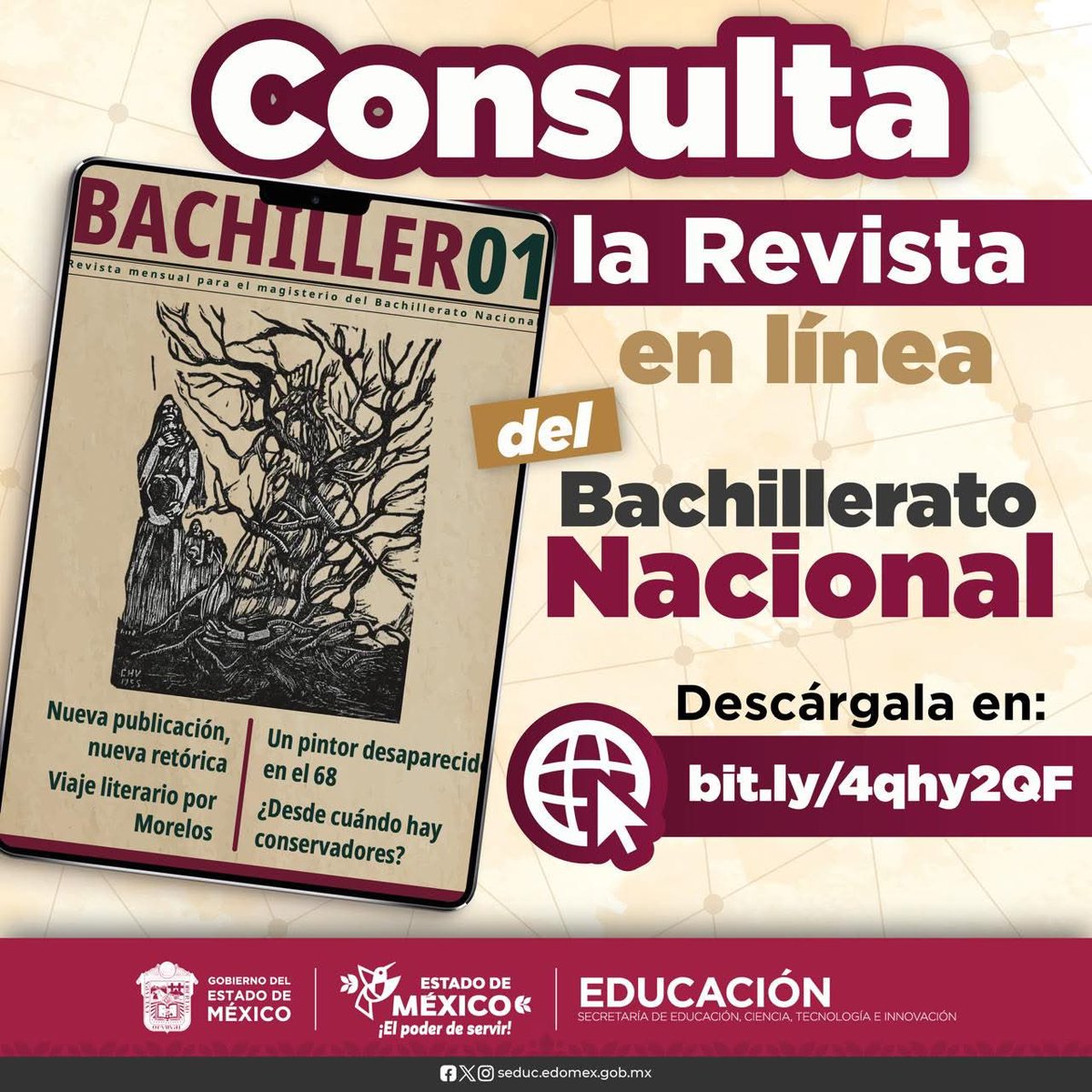 ¡Ya está Bachiller! La revista de Bachillerato Nacional nos invita a reflexionar, descubrir y aprender a través del arte, la literatura y el cine
En esta edición:
Historias de Morelos
Un pintor desaparecido en el 68
La plaquette El Vinagrillo
Descárgala👉🏻 educacionmediasuperior.sep.gob.mx/bachiller.html