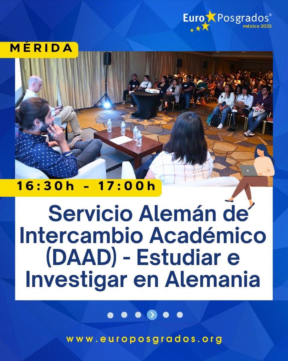 EuroPosgradosmx's tweet photo. 🌍 ¿Te gustaría estudiar en Europa pero no sabes por dónde empezar?

En EuroPosgrados podrás asistir a conferencias con expertos europeos que te orientarán sobre becas, estudios e investigación.

Estas son solo algunas de las que podrás disfrutar. https://t.co/C9P0qLTaTs
