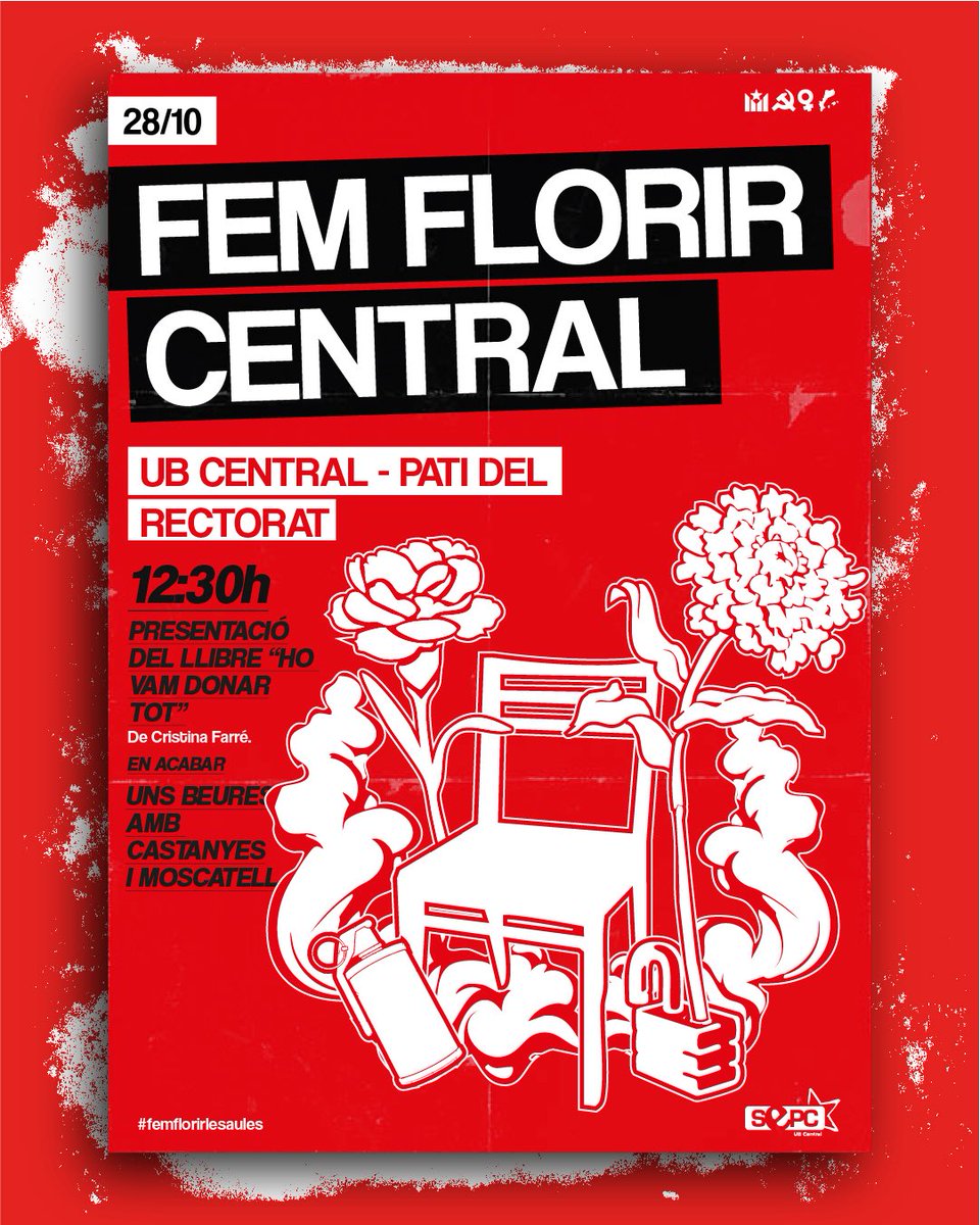 El proper dimarts 28 a les 12:30 presentarem “Ho vam donar tot” amb l’autora, Cristina Farré, al pati del rectorat, amb castanyes i moscatell! Parlarem de la història de la militància a la nostra facultat i de l’exili. Les estudiants de Central fem florir les aules! 🪷🪷 🪷🪷