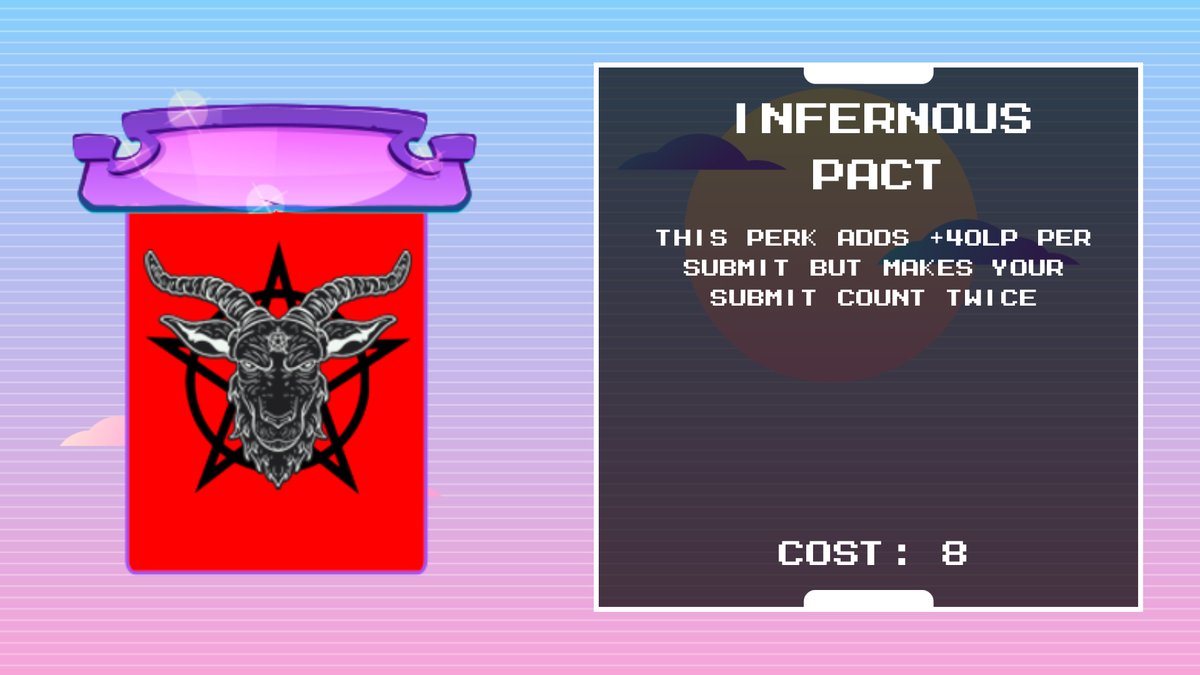 Dictation_EN's tweet photo. 🧩Meet the perks - day 26

😈Create a pact with the devil with "Infernous pact"
⚠️but be carefull with the downsides

🚨Try it now on #Steam : https://t.co/pBOdDqTfc8

#roguelike #WishlistWednesday #Unity #game #indiegame https://t.co/6VjUPwWqE9