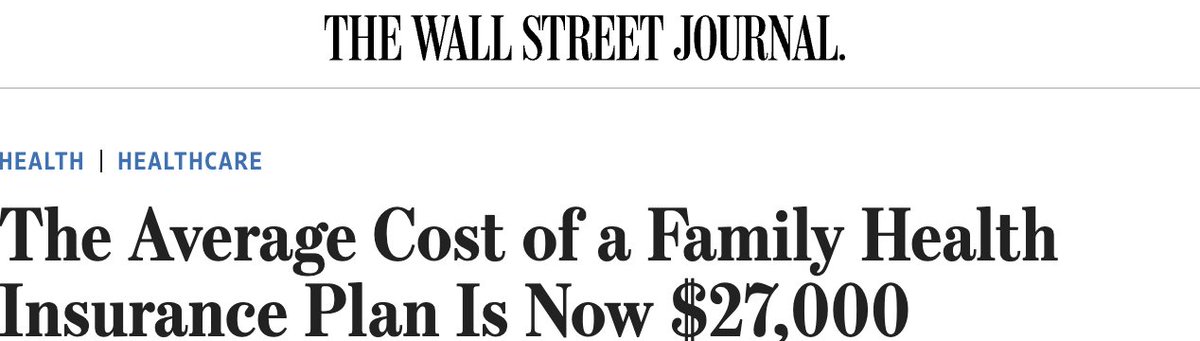 The average cost of a family health insurance plan is now 27 grand PLUS a 2k deductible but I'm supposed to care about some early retirees premiums going up