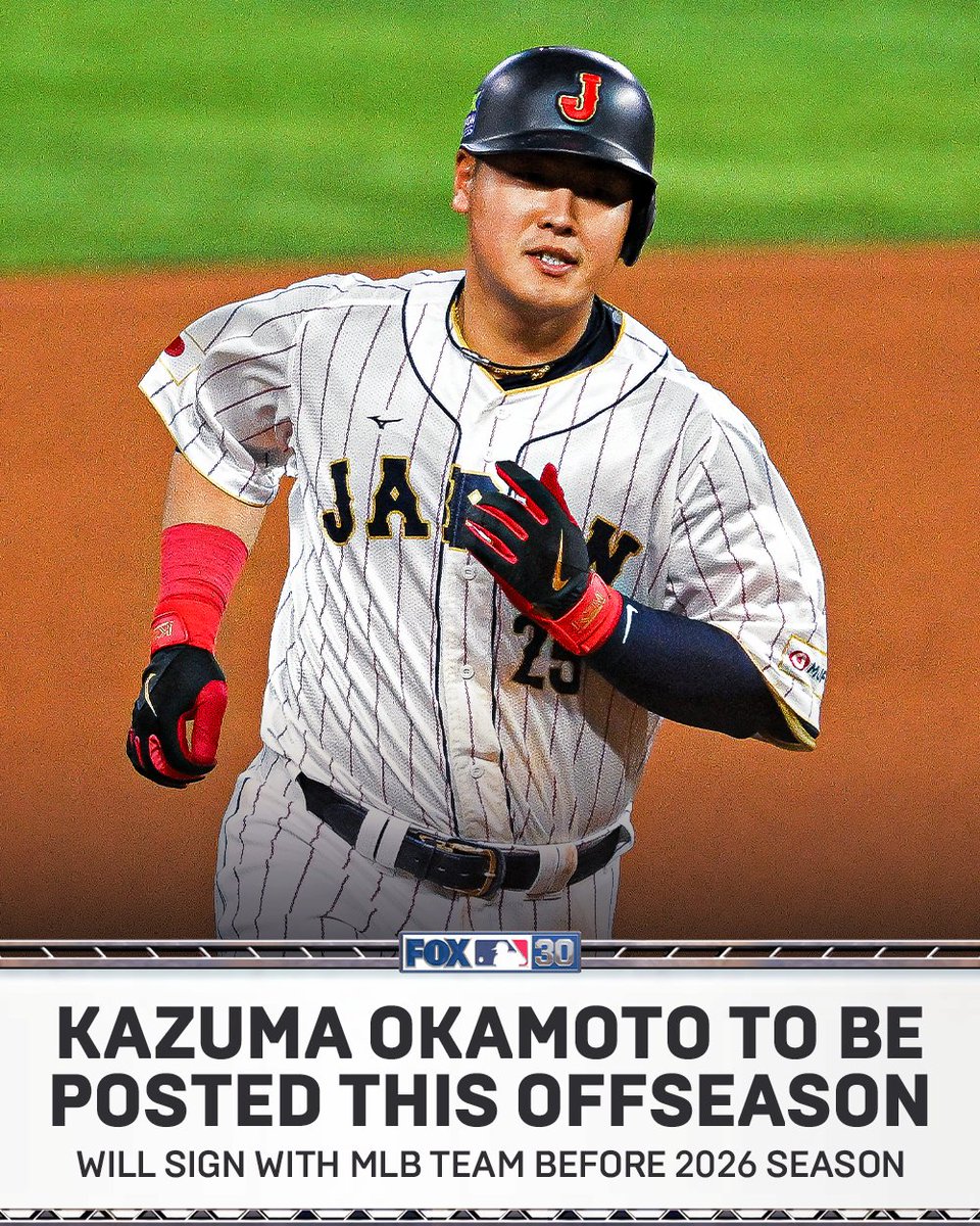 The Yomiuri Giants granted Kazuma Okamoto permission to pursue a move to MLB this offseason through the posting system, the team announced.

The 29-year-old from Japan has 247 home runs over 11 seasons in NPB and has primarily played first and third base.