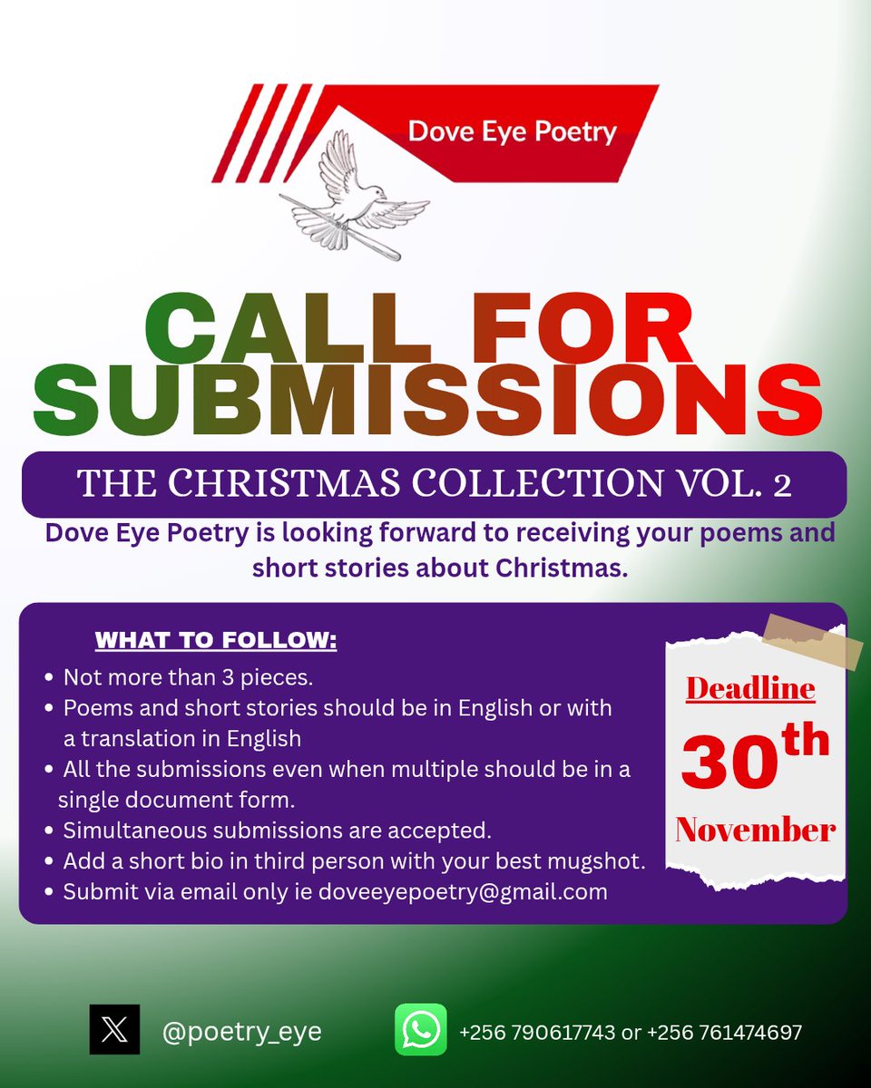 poetry_eye's tweet photo. The call is out, it needs the ears to listen and heed.
We're receiving submissions for our Christmas submission. https://t.co/4RkBprbKic