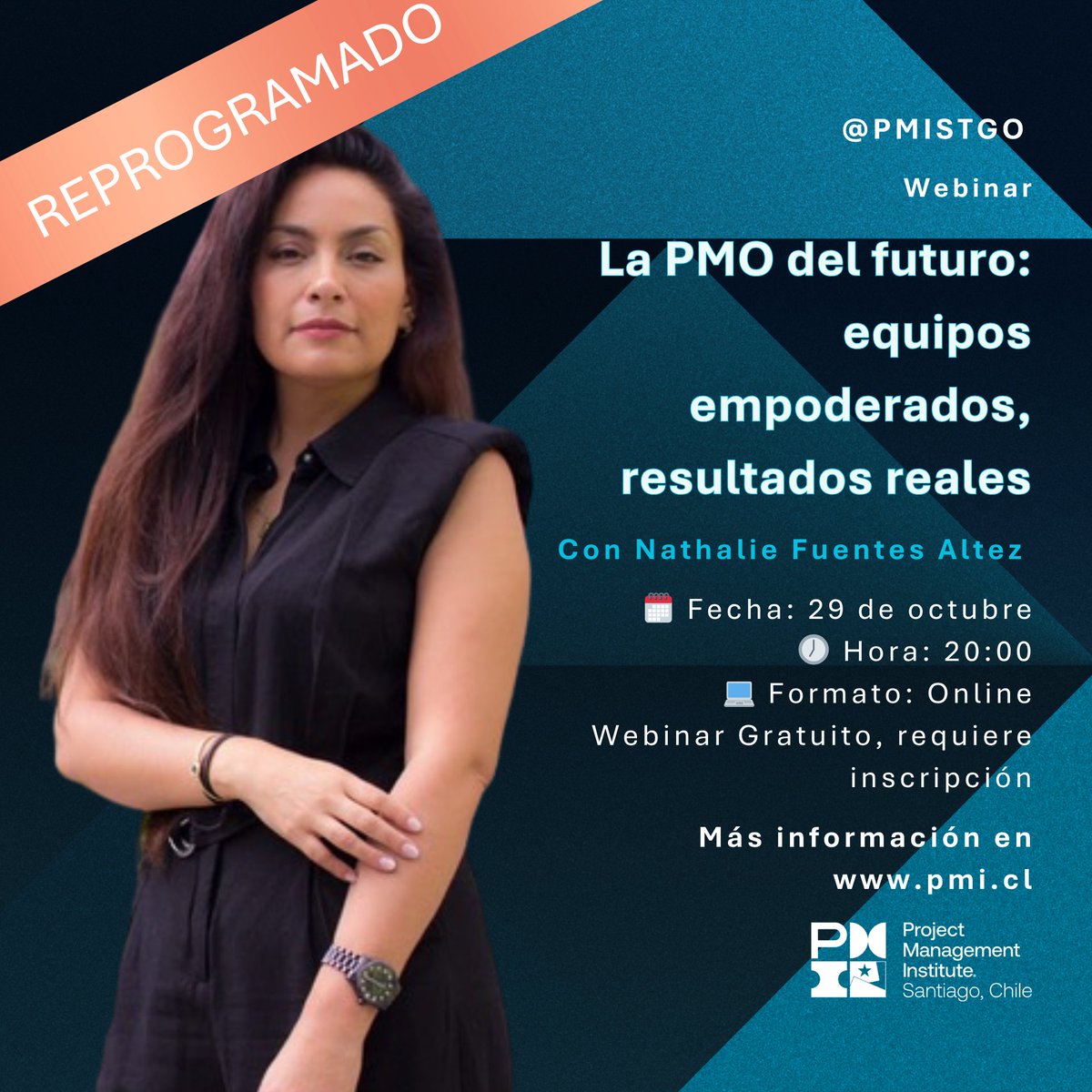 pmistgo's tweet image. 📢 Por motivos de fuerza mayor, el webinar “La PMO del futuro” programado para hoy se reprograma al martes 29/10 – 20:00 hrs.
🔗 pmi.cl/calendar?event…
#PMIStgo #GestiónDeProyectos #PMO