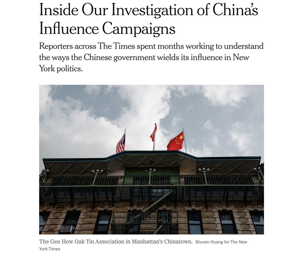Michael7ucci's tweet image. FBI should watch for CCP United Front electioneering in NYC.

&quot;We identified more than 50 organizations with ties to Beijing that have mobilized members to fund-raise or endorse political candidates over the past five years.&quot;

@FBIDirectorKash 
nytimes.com/2025/08/25/ins…
