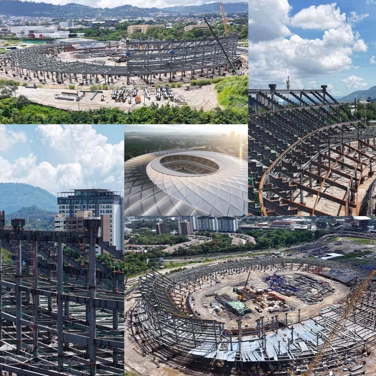 Me encontré esta imagen con avances más actualizados del Nuevo Estadio Nacional de El Salvador 🇸🇻

Si se nota un poco más de avance en comparación a las imágenes que traje hace una semana.