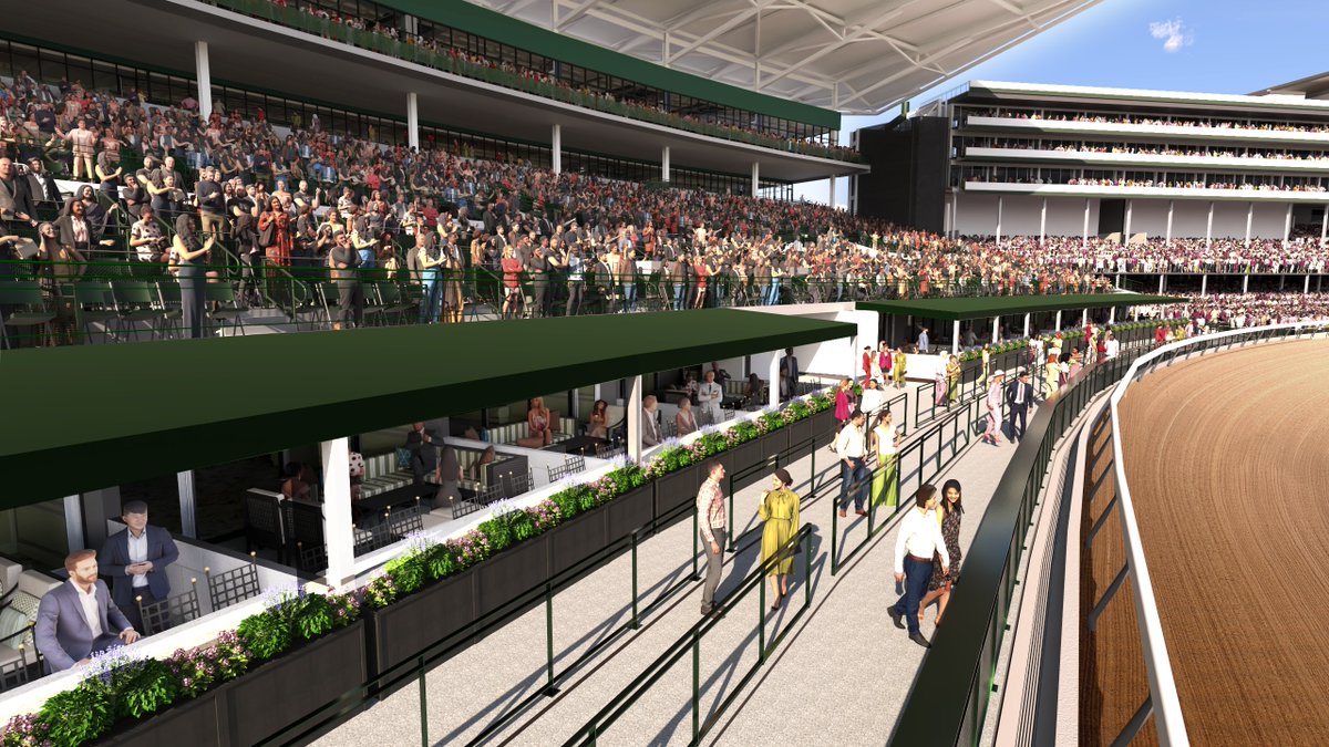 KentuckyDerby's tweet photo. Introducing Victory Run! 

A new four-story premium hospitality &amp; seating experience debuting for the 2028 Kentucky Derby.

Learn more 👉 https://t.co/JzJWEN5a78 https://t.co/gGrcm15Wbu