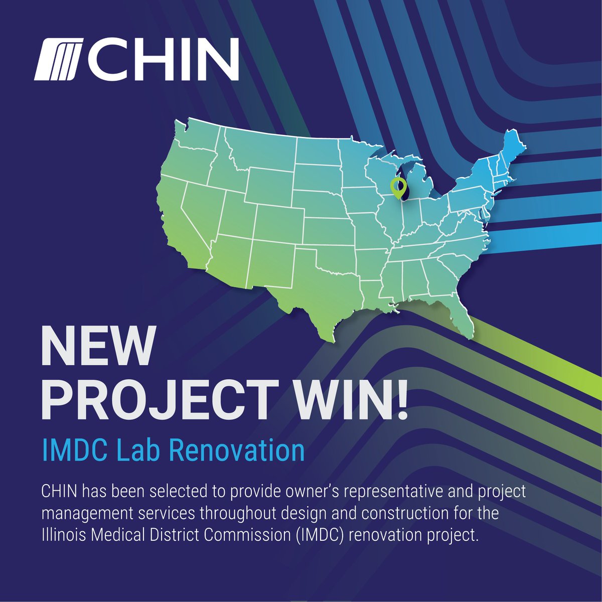Our Health and Hospitals Team was selected as the prime for a new lab renovation for the Illinois Medical District Commission. We’re proud to continue our partnership with IMDC, advancing research and innovation spaces across Chicago.

#CHINWins #IMDC #OwnersRepresentative