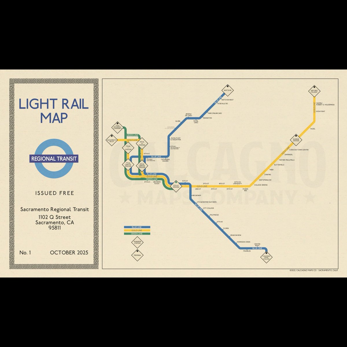 calcagnomaps's tweet image. Inspired by the 1938 Henry Beck @TfL Central London Underground map and applied design to the full @RideSacRT light rail system. #sacrt #tfl #London #Sacramento #henrybeck