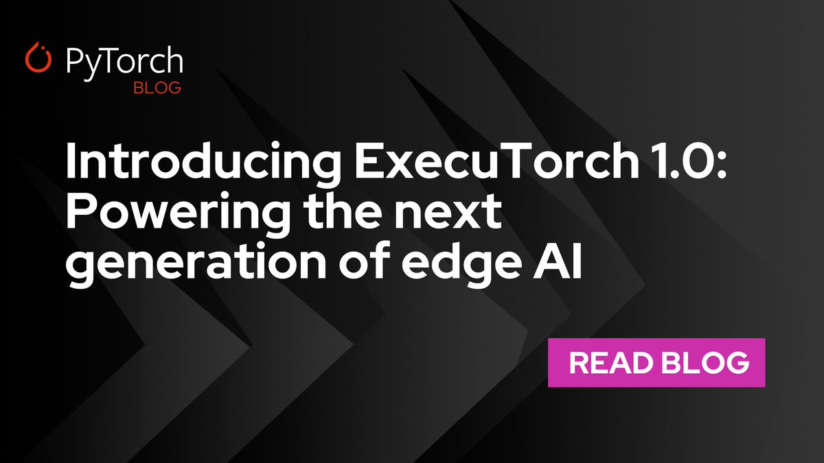 🚀 Excited to announce the release of ExecuTorch 1.0! Now, you can deploy PyTorch models seamlessly to edge devices—mobile, embedded, or desktop—without conversion or rewriting. ExecuTorch supports a wide range of hardware backends and model types, making on-device AI more