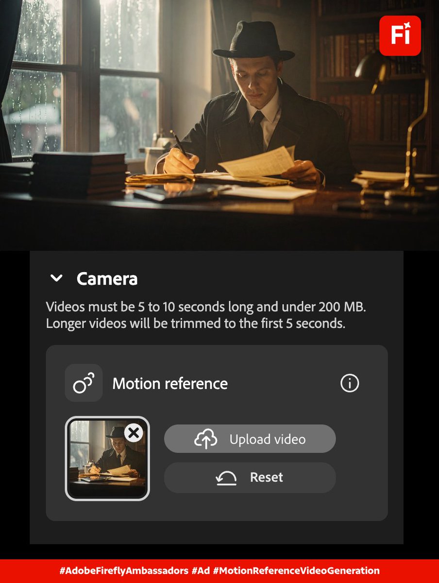Check out my latest videos showcasing the Camera Motion Reference feature in Adobe Firefly! ⭐️⭐️⭐️

I’ve used movements like slow pan right and dolly-in to create cinematic scenes—see how easy it is to replicate motion from reference footage. 

Dive into the thread to explore a