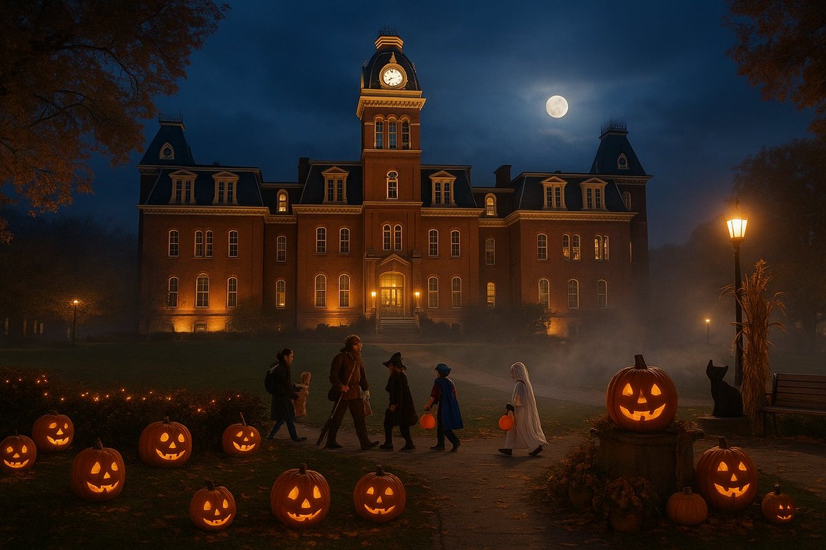 WVExplorer's tweet photo. Professors at WVU trace Halloween through ancient, cross-cultural traditions https://t.co/uWGKrnRSiX via @WVExplorer #HalloweenOrigins #HalloweenHistory #AncientHalloween #SpookySeason #wvu #woodburnhall https://t.co/RxGvDxIMl9