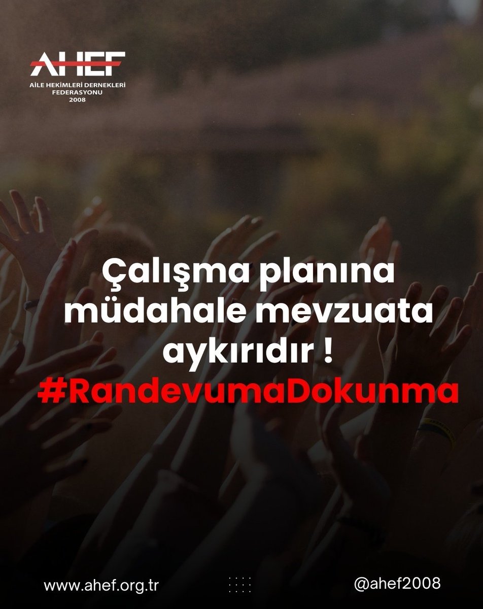 #RandevumaDokunma
"(2)Mesai saatleri ve günleri, çalışma yerinin şartları da dikkate alınmak suretiyle çalıştığı bölgedeki kişilerin ihtiyaçlarına uygun olarak aile hekimi tarafından teklif edilir ve müdürlükçe ... onaylanır. "
Bunu  AHUY'de siz yazmadınız mı?
<a href="/saglikbakanligi/">T.C. Sağlık Bakanlığı</a>