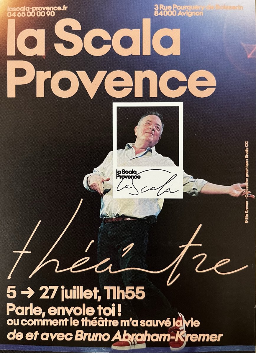 ValRenauld's tweet photo. Quand #BrunoAbrahamKremer raconte à son père, dans le coma, pourquoi il a choisi le théâtre @Scala_Theatre … c’est passionnant et émouvant ! #FestAvignonOff (14) https://t.co/j1S8FumITW