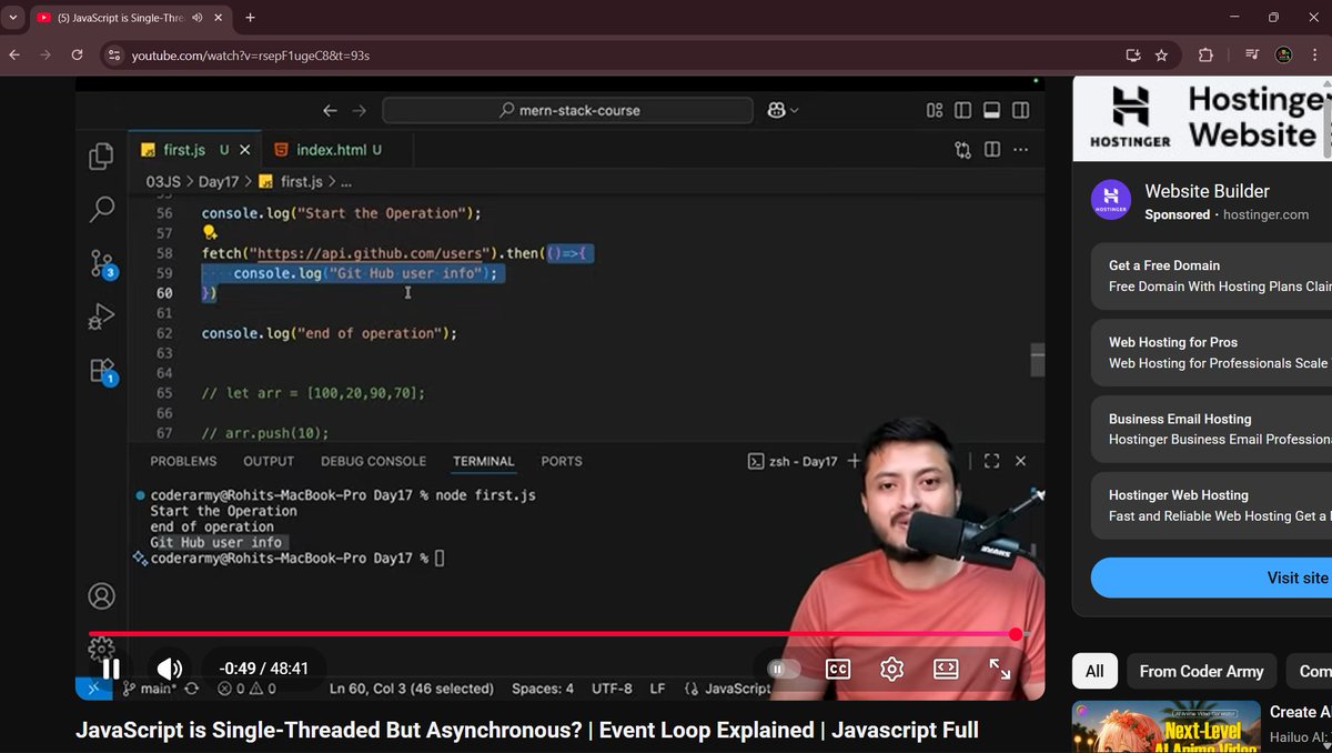 Munna_jsx's tweet image. #Day 32 of DeffenceChallenge ☑️!
Focus: #JavaScript Nature.
👉 Single-threaded
👉 Synchronous
👉 Supports Asynchronous ( Web API )
👉 Microtask and Callback Queue
Yesterday pending project ☑️
#WebDevelopment #coderarmy #merndeveloper