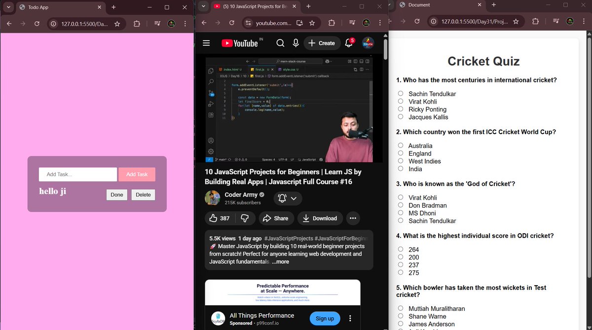 Munna_jsx's tweet image. #Day 32 of DeffenceChallenge ☑️!
Focus: #JavaScript Nature.
👉 Single-threaded
👉 Synchronous
👉 Supports Asynchronous ( Web API )
👉 Microtask and Callback Queue
Yesterday pending project ☑️
#WebDevelopment #coderarmy #merndeveloper
