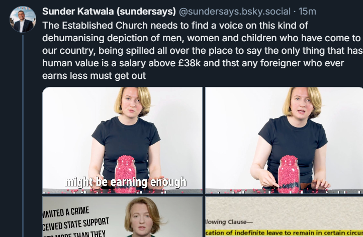 Sunder Katwala, the director of British Future, is calling upon the Church of England as the established church to denounce elected parliamentarian Katie Lam