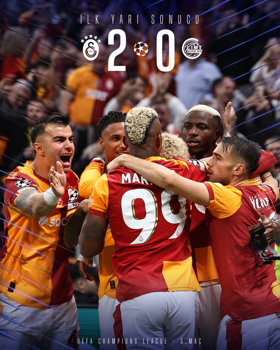 İlk yarı sonucu: Galatasaray 2-0 Bodø/Glimt

#GSvBG #UCL