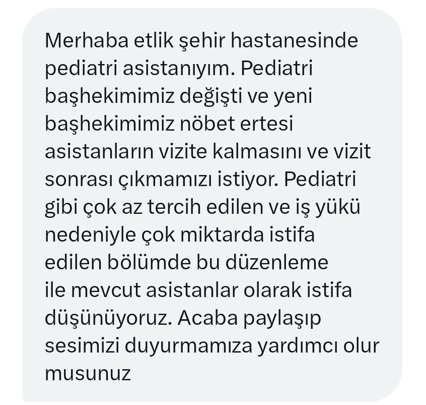 Böyle bir mesaj aldık paylaşıyoruz..