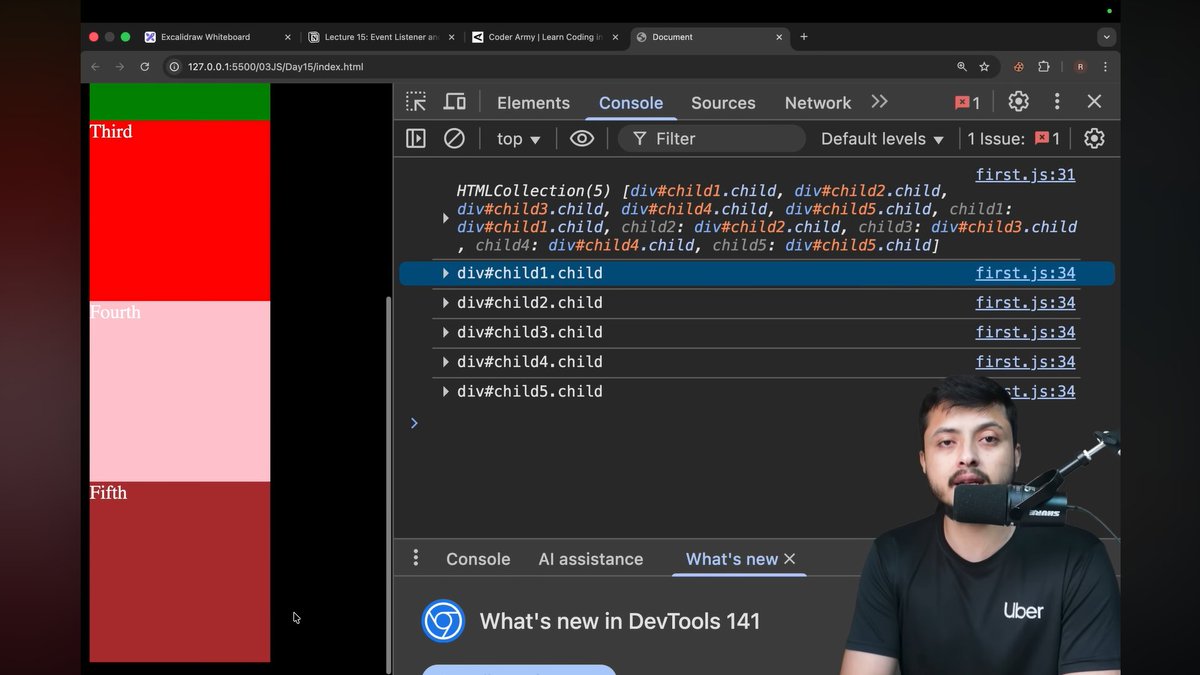 imohammadayan's tweet image. 🖱️ Day 30/365 – JS Events & Handlers
Today I learned:
🔹 Handling user events (click, input, etc.)
🔹 Using addEventListener()
🔹 Event bubbling & capturing
💡 Key takeaway: Events make websites alive & interactive!
#100DaysOfCode #JavaScript #MERNStack #WebDev #GenerativeAI