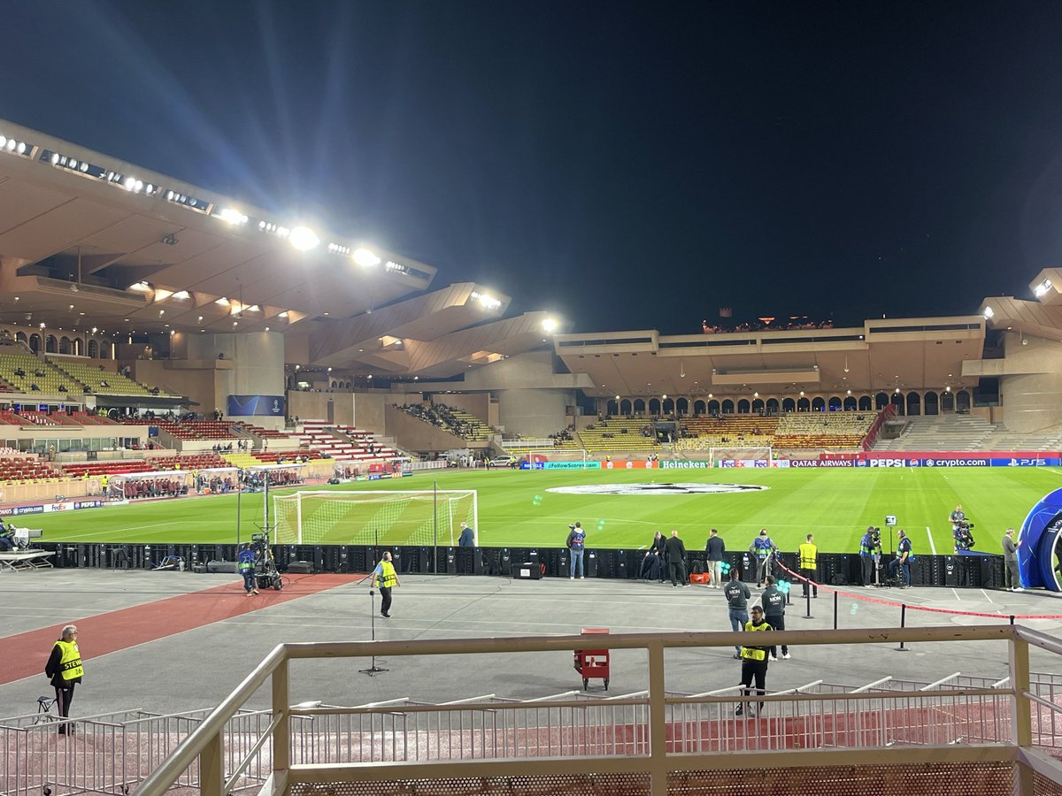 APearlgood's tweet photo. Compared to the opulence of Monaco, the stadium is really poor quality. Let’s hope the game isn’t. COYS! https://t.co/YgvoTTPW1j