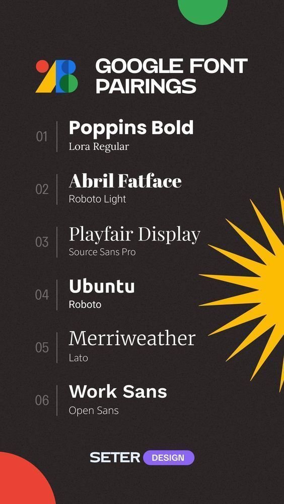 google font pairings for your next design.

google is GOAT.