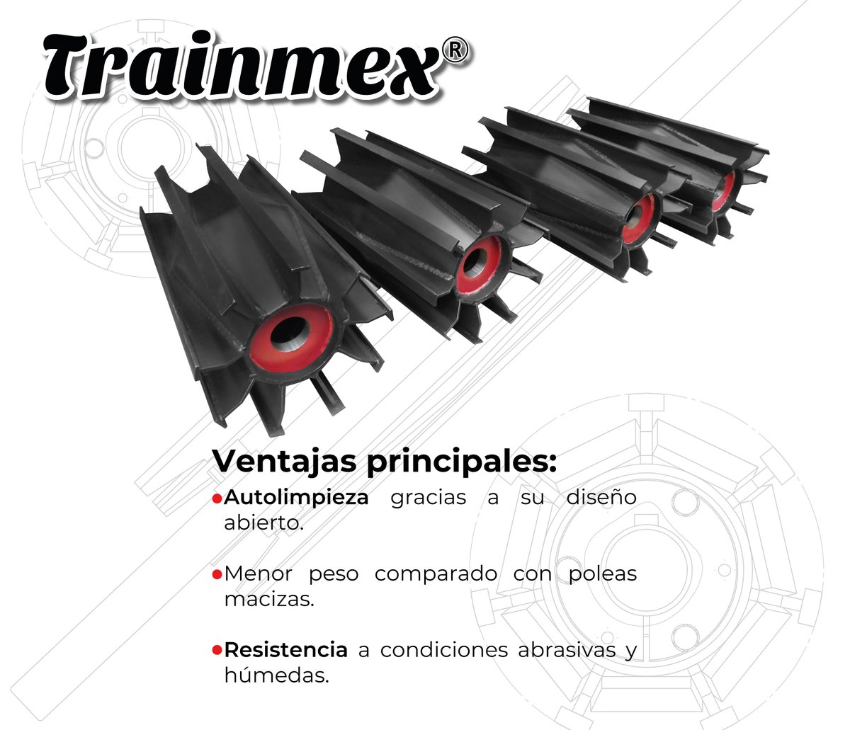 ¡Adiós a la acumulación de material! 👋
Las Poleas Jaula de Ardilla Trainmex®
✅ Reducen desalineación ✅ Prolongan la vida de la banda ✅ Resistencia #HeavyDuty
Solución esencial para #Minería, #Cementera y #Azúcarera.
#Trainmex #Poleas #Ingeniería #Mantenimiento