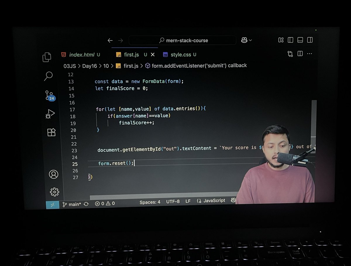 PriTamManna_18's tweet image. #Day31 of #DefenceChallenge🚀

📚Today’s Learning: Built 10 Real-World JS Mini Projects —
1️⃣Random Quote Generator
2️⃣Background Color Gen.
3️⃣Love cal.
4️⃣Income tax cal.
5️⃣Digital clock
6️⃣Timer
7️⃣Astrology
8️⃣Clicker
9️⃣Todo list
🔟Quiz form

#WebDevelopment #CoderArmy #JavaScript