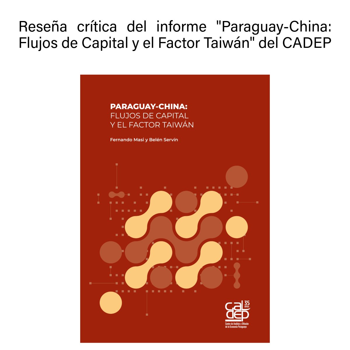 cadep_py's tweet image. El medio digital @eltruenopy publicó un análisis del informe de CADEP, elaborado por los investigadores Fernando Masi y Belén Servín 📊

💬 El informe aborda este debate: ¿seguir con 🇹🇼 Taiwán o abrir relaciones con 🇨🇳 China? 

🔗 Detalles: acortar.link/iha7cc