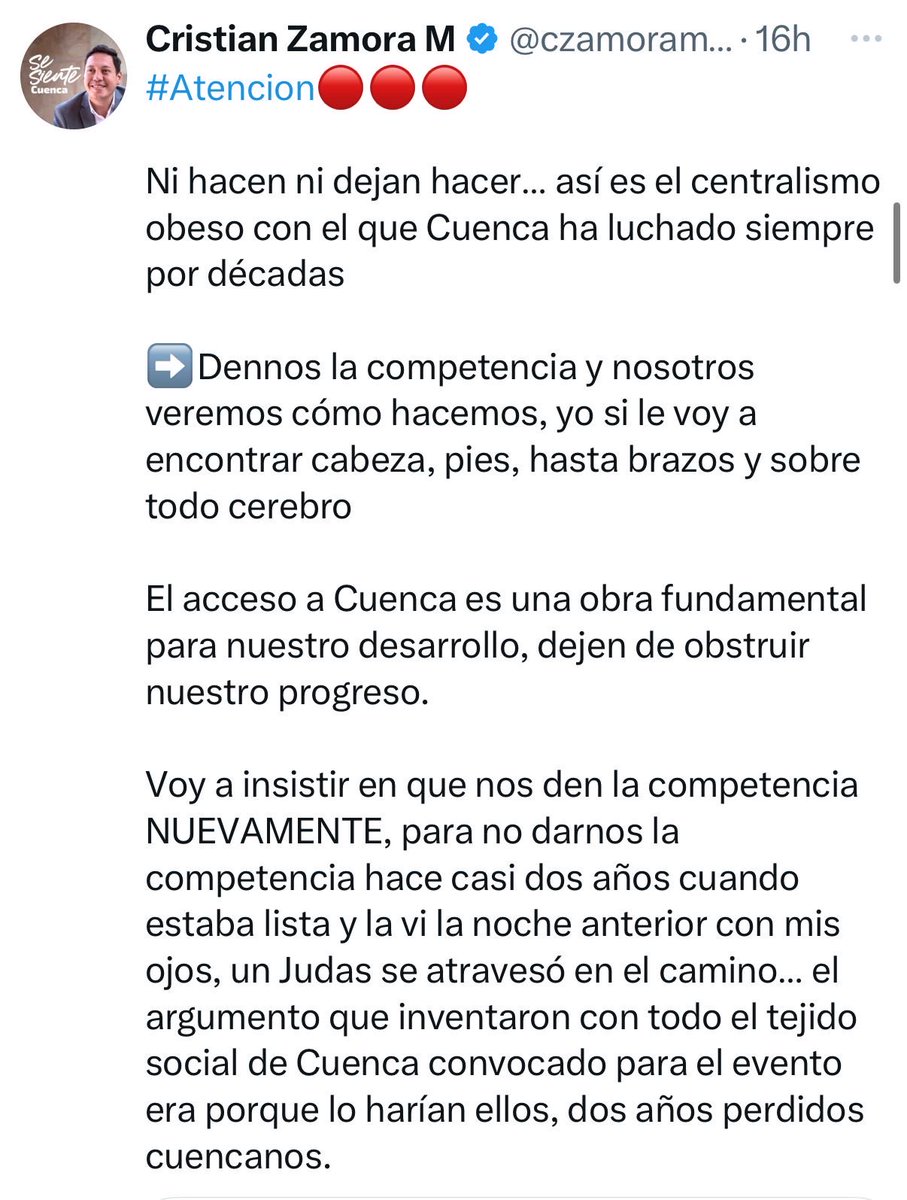 ¡Alcalde <a href="/czamoramatute/">Cristian Zamora M</a> deje de politizar y póngase a trabajar!

Usted dice que ni hacen ni dejan hacer, porque ha solicitado competencias de vías y no se le han entregado, pero cuando se le pide que se haga cargo del cobro de la recolección de basura no puede y utiliza a las