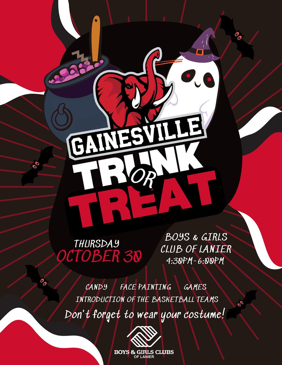 RedElephant_MBB's tweet image. Excited to partner with Boys & Girls Club of Lanier for our first Trunk or Treat event. Our 🏀 programs will be introduced & along w several GHS clubs will hand out candy & have games on hand for all of the students! Excited to be out in the community!
Go Big Red 🔴🐘