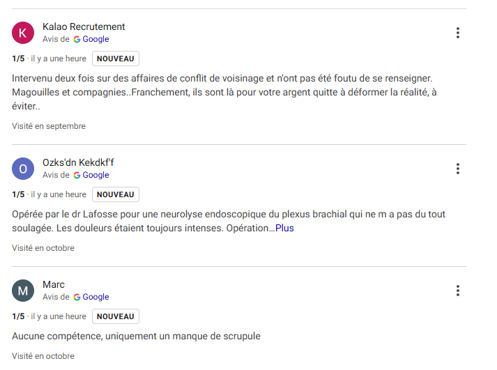 NDShepard's tweet photo. Si vous vous demandez à quel point certains être humains sont dégénérés, je vous laisse juger les avis google du cabinet d'avocat (1*/5). Tous postérieur au communiqué, ne laissant aucun doute sur le but final https://t.co/FhsLPakeQw