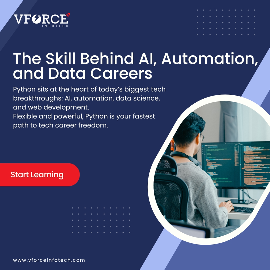 VforceInfotech's tweet image. One language, endless possibilities. #Pythondevelopers build the #AI systems, web platforms & #automation tools that power modern business.Master #Python Programmingand code your way to success.
#VForceinfotech #DataScience #WebDevelopment #TechCareers #VforceCourses