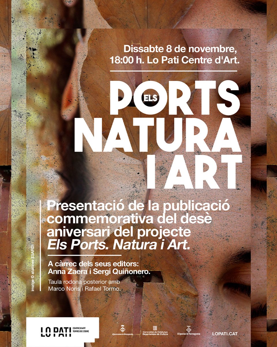 👏 #10ANYS de ‘Els Ports. Natura i Art’. El projecte dinstal·lacions d’art efímer al massís dels Ports, comissariat per Sergi Quiñonero celebra una dècada amb el llibre 'Com accionar mecanismes de meravella'.
Presentació: 🗓️Ds 8 de nov ⏰18 h📍Lo Pati 
ℹ️ bit.ly/47jF6Dx