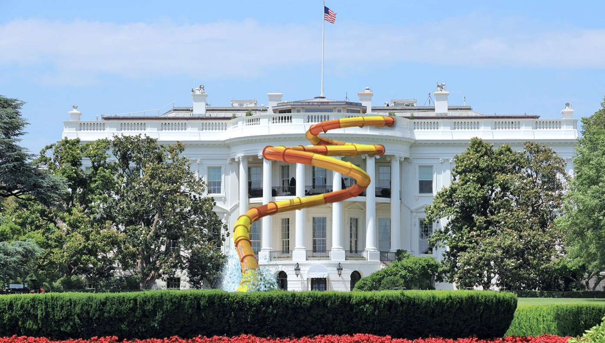 TheBabylonBee's tweet image. Trump Unveils White House Water Slide buff.ly/pX2GJAH