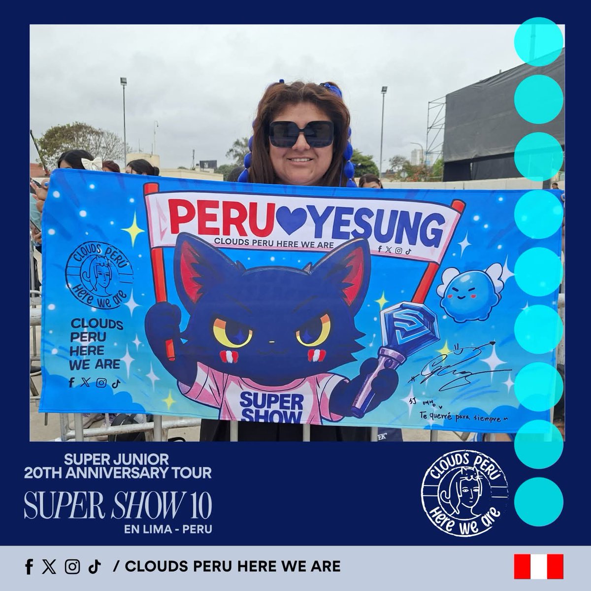 ¡Hola E.L.F.! 🤗
Les compartimos las fotos 📸 que tomamos antes del ingreso al #SUPERSHOW10  en Lima, Perú. 🇵🇪
Gracias por participar y compartir con nosotras el cariño que le tenemos a #SuperJunior 💙 y #Yesung 🐈‍⬛. <a href="/shfly3424/">Yesung</a>

[parte 1 ]