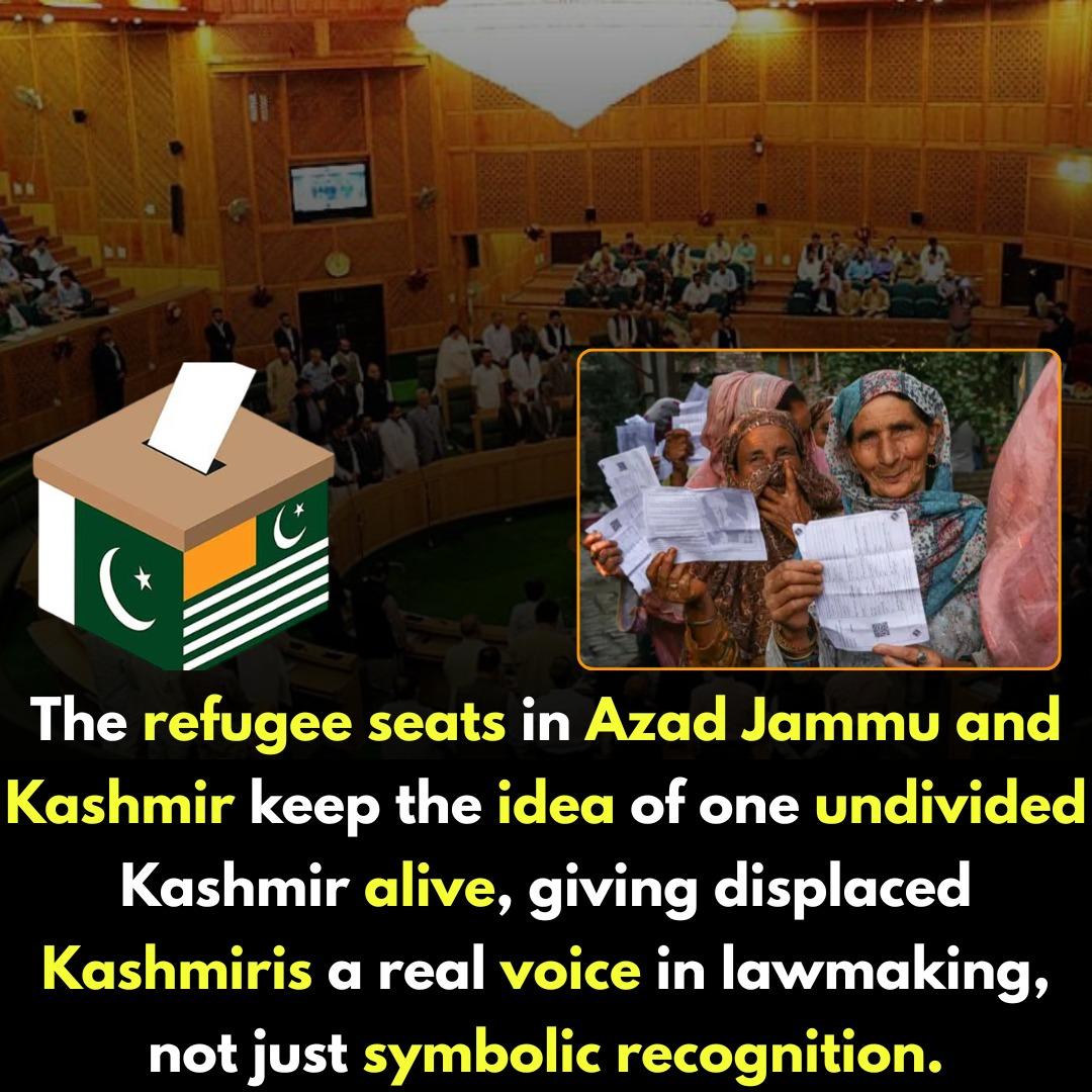 Intel_Observer's tweet image. The refugee seats in AJK’s Legislative Assembly symbolize the unity of Kashmiris divided by the Line of Control. They are not just electoral positions — they represent shared identity, sacrifice, and the unbroken bond between AJK and the people of IIOJK.